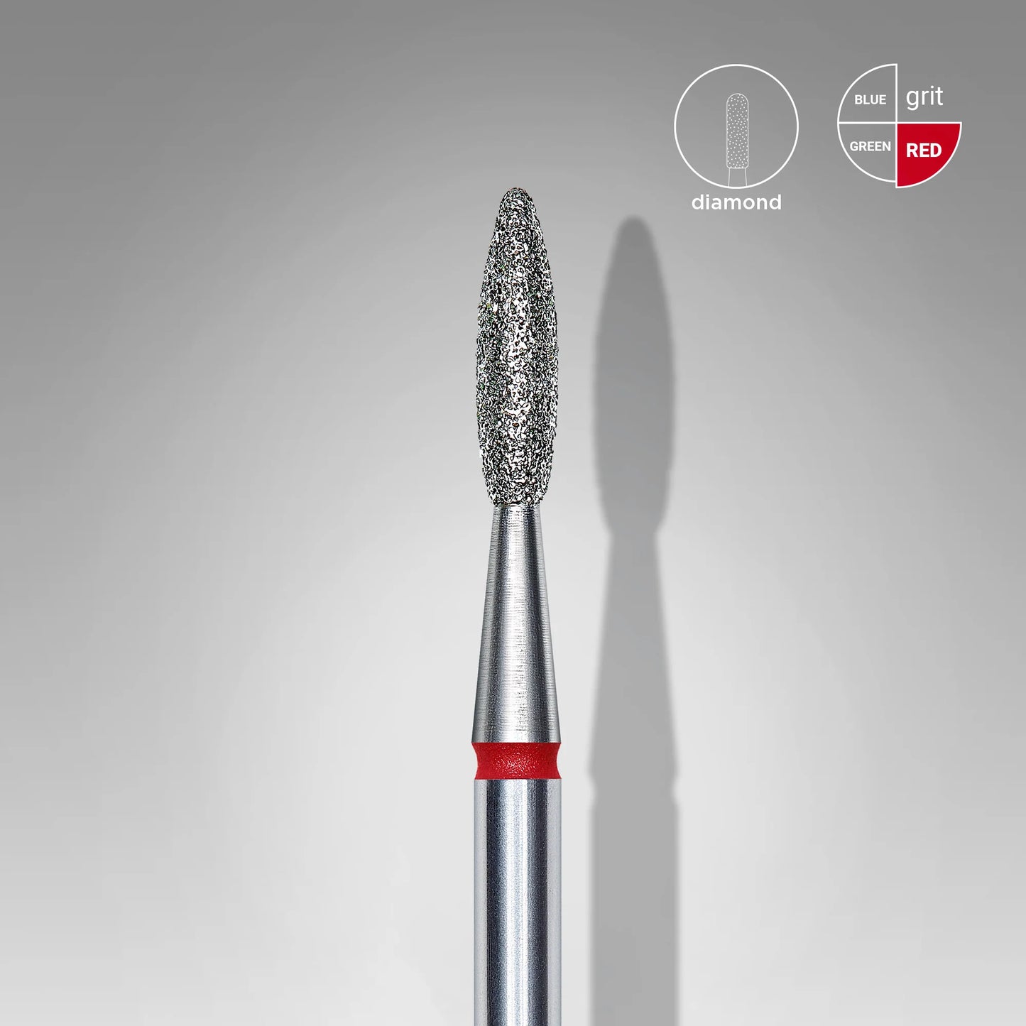 Diamond Nail Drill Bit Flame Red EXPERT Head 2.1 mm/ Working part 8mm | FA10R021/8