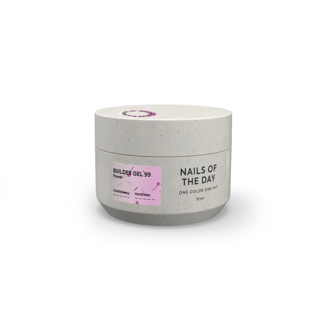Nailsoftheday Builder Gel #99 Pink Gel with Dried Flowers, 15 ml