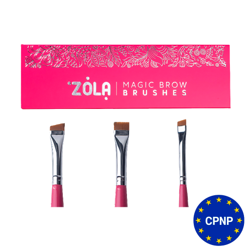 ZOLA Professional Set of Eyebrow Brushes MAGIC BROW BRUSHES Raspberry