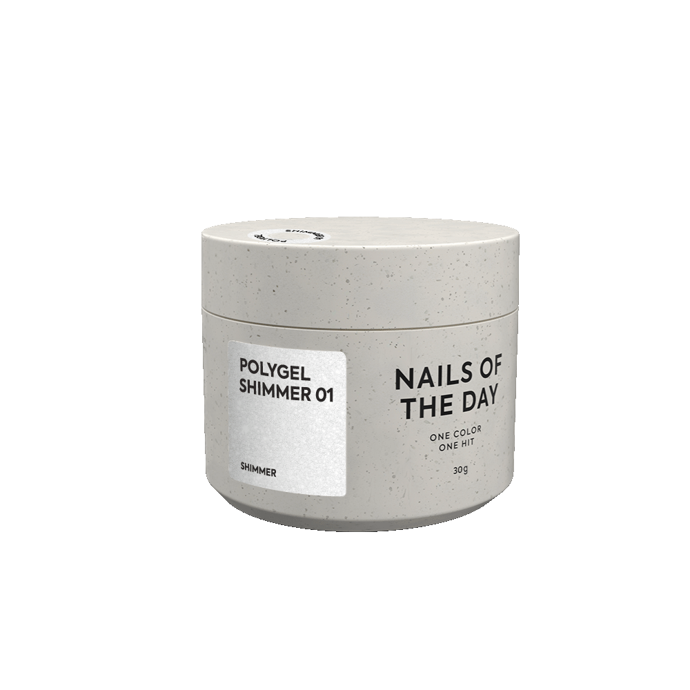 NAILSOFTHEDAY Polygel Shimmer 01 — White with Shimmer Polygel, 30 g