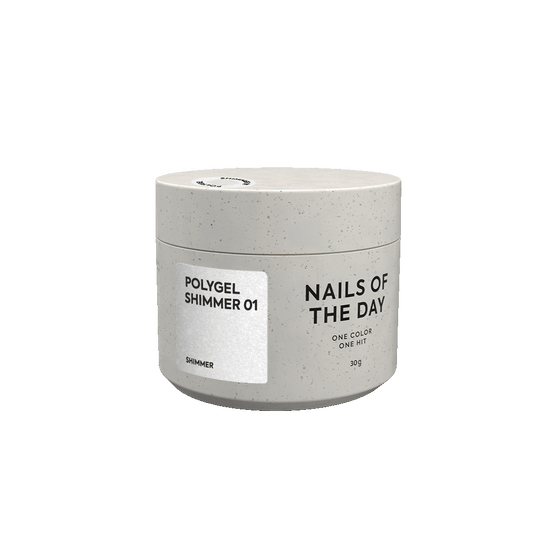 NAILSOFTHEDAY Polygel Shimmer 01 — White with Shimmer Polygel, 30 g