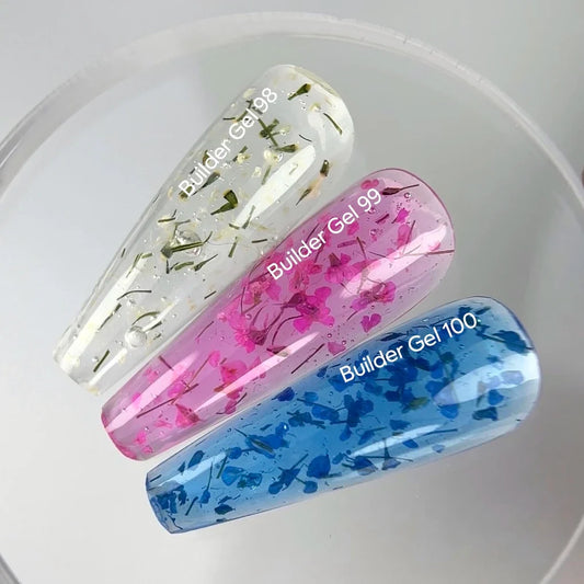 Nailsoftheday Builder Gel #99 Pink Gel with Dried Flowers, 15 ml
